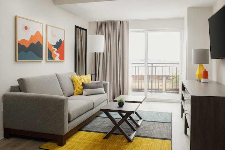 Guest room at the WaterWalk Extended Stay Huntsville in Huntsville, Alabama