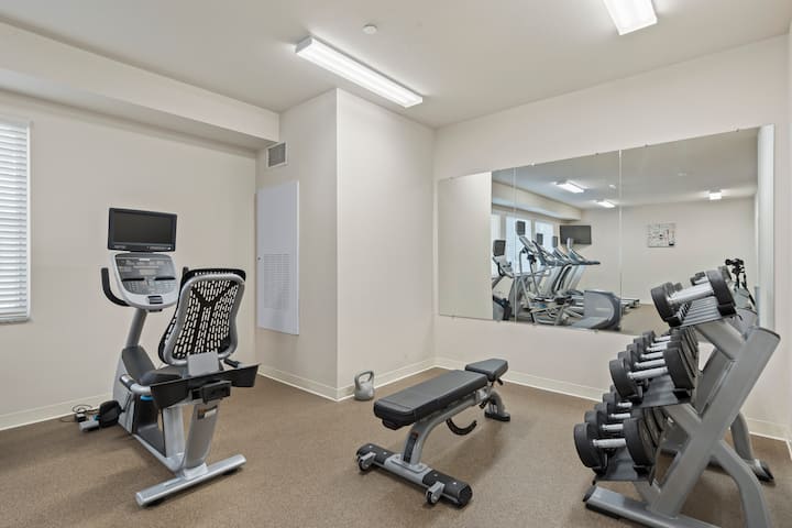 Fitness room at WaterWalk Extended Stay Kansas City - Overland Pk in Overland Park, Kansas
