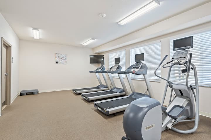 Fitness room at WaterWalk Extended Stay Kansas City - Overland Pk in Overland Park, Kansas
