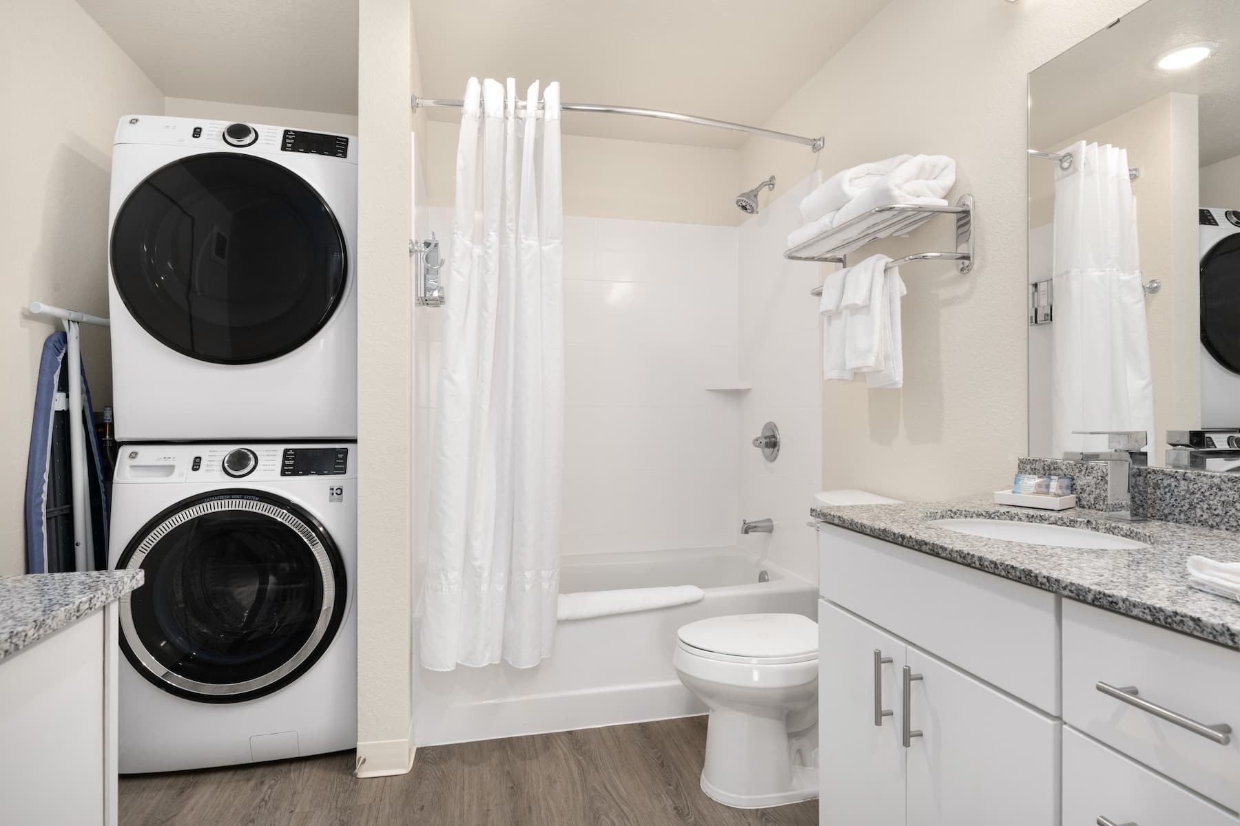 Guest room bath at the WaterWalk Extended Stay Minneapolis - Plymouth in Plymouth, Minnesota