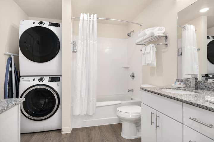 Guest room bath at the WaterWalk Extended Stay Minneapolis - Plymouth in Plymouth, Minnesota