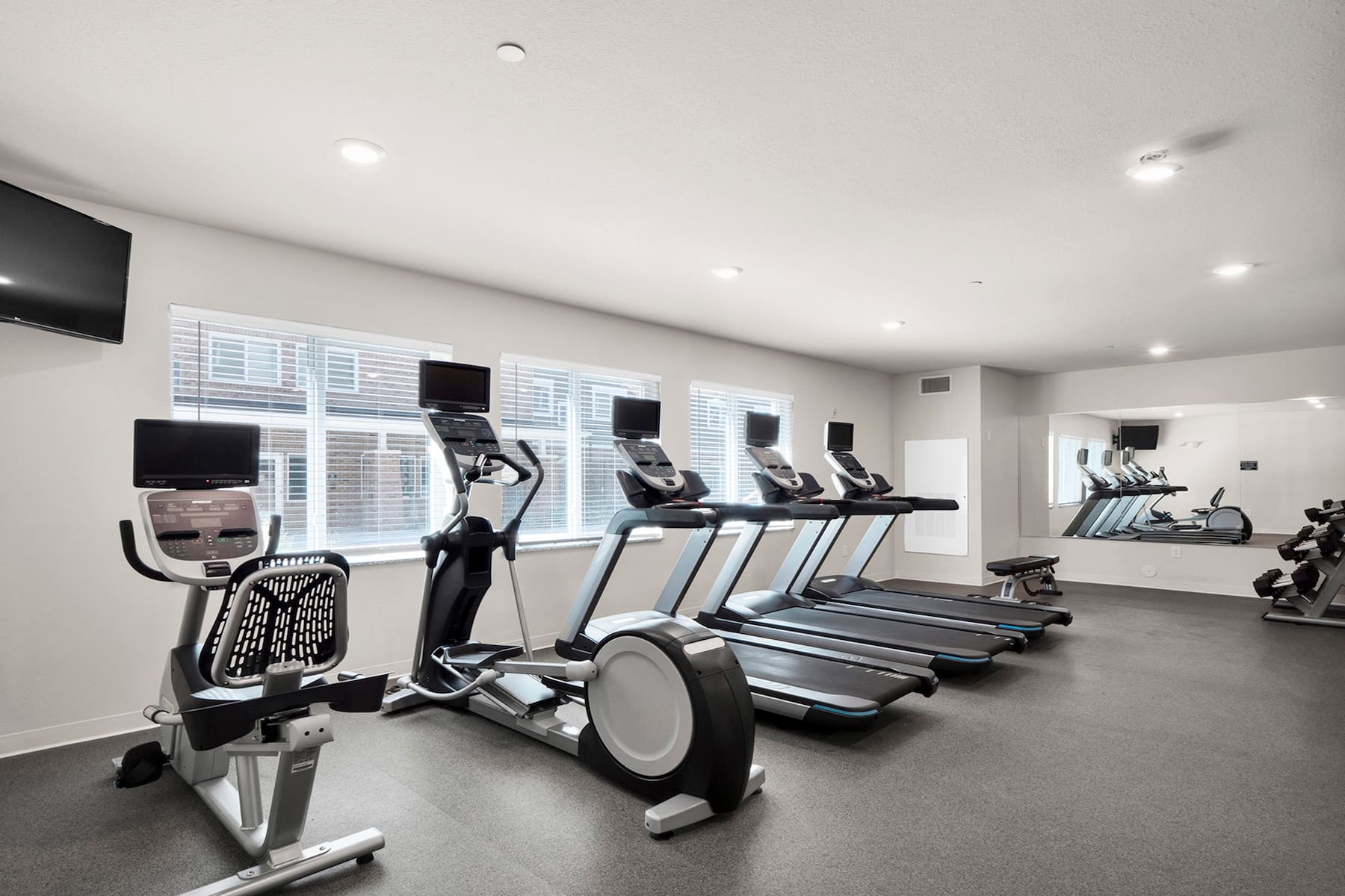 Fitness room at WaterWalk Extended Stay Charlotte - Arrowood in Charlotte, North Carolina