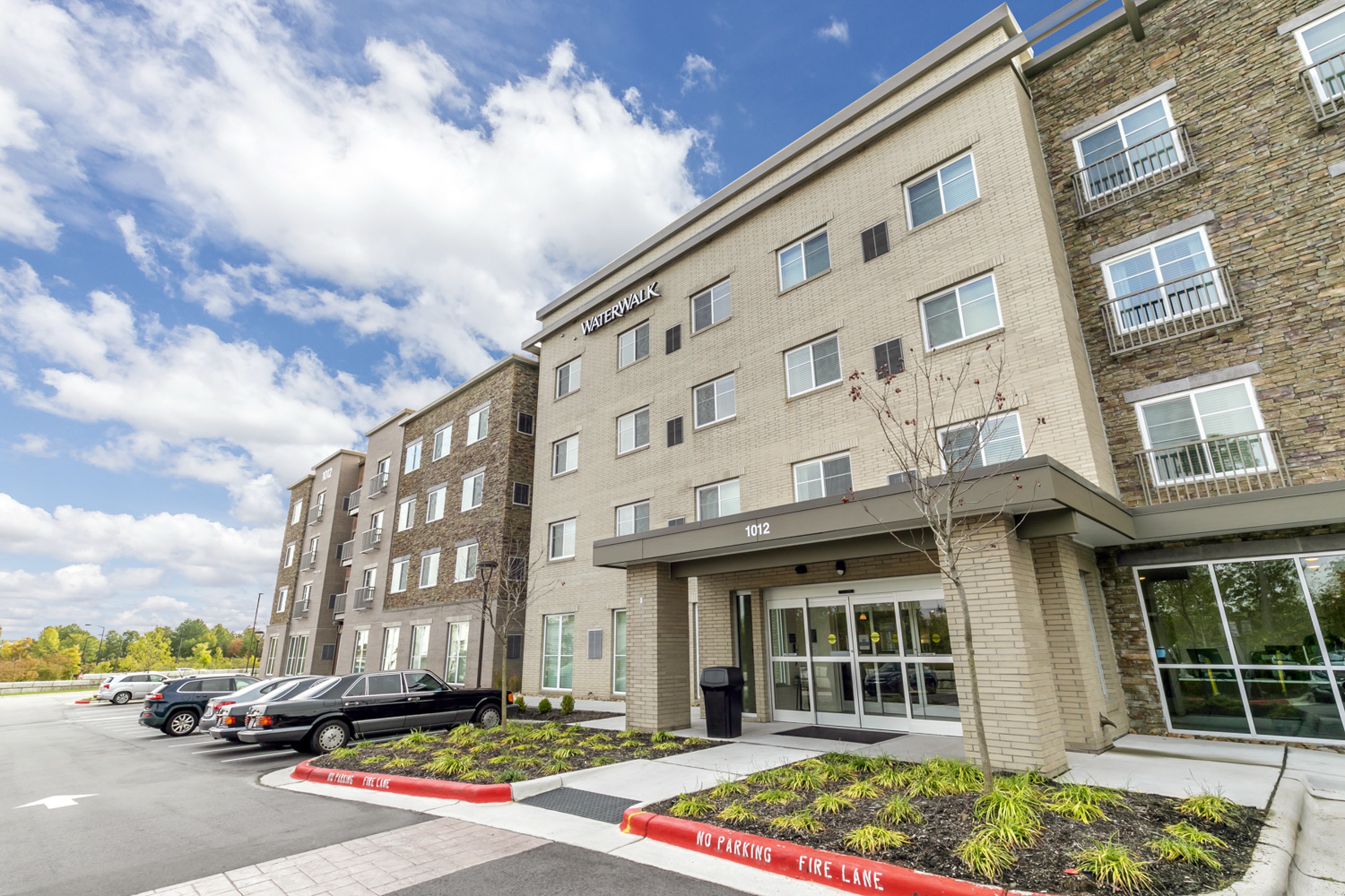 Exterior of WaterWalk Extended Stay Raleigh Durham Research Triangle hotel in Morrisville, North Carolina