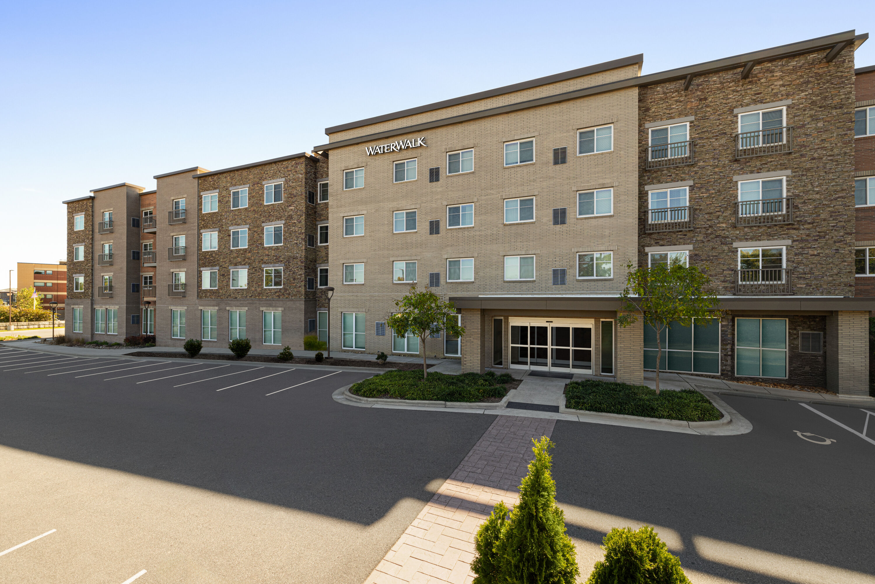Exterior of WaterWalk Extended Stay Raleigh Durham Research Triangle hotel in Morrisville, North Carolina