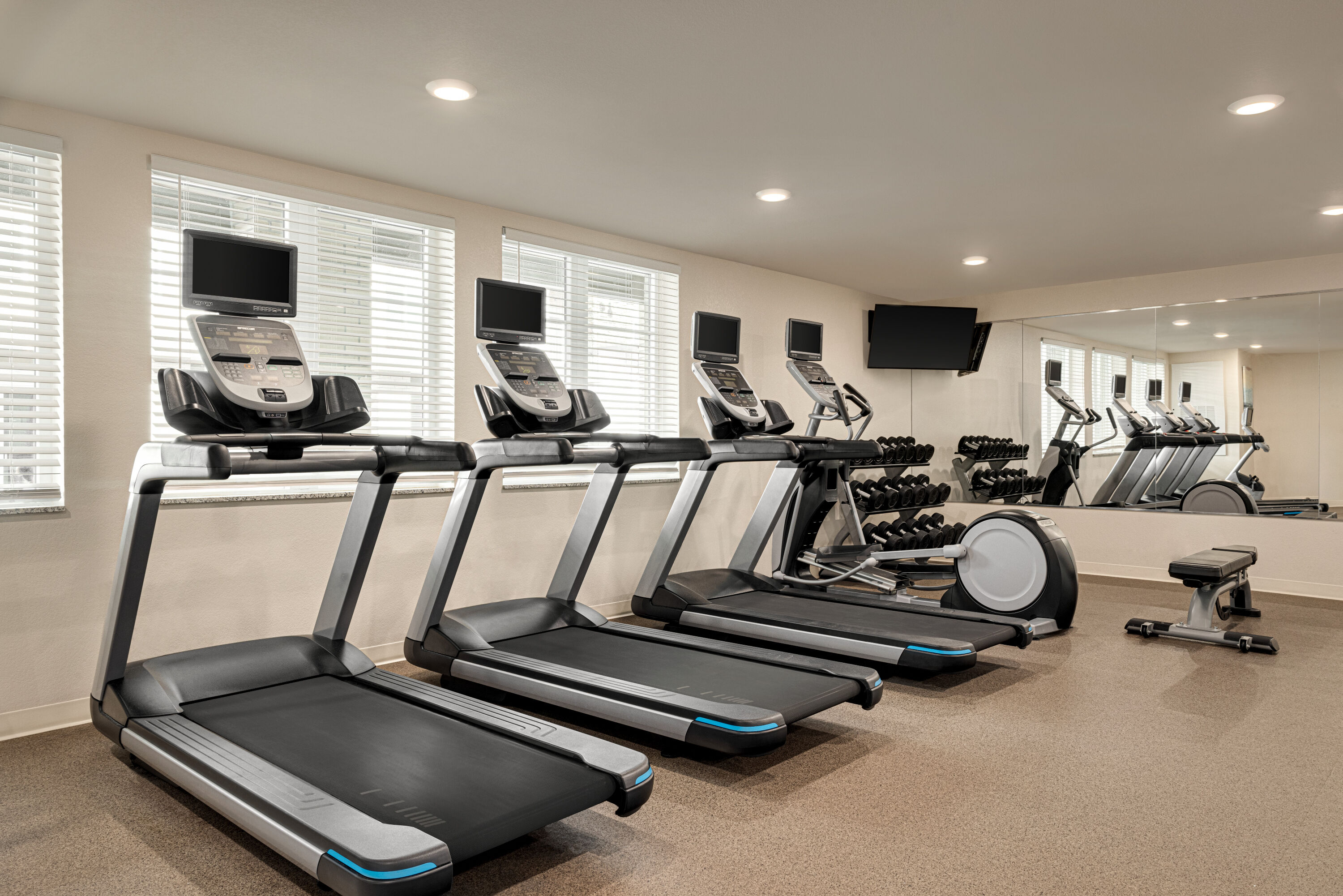 Fitness room at WaterWalk Extended Stay Raleigh Durham Research Triangle in Morrisville, North Carolina