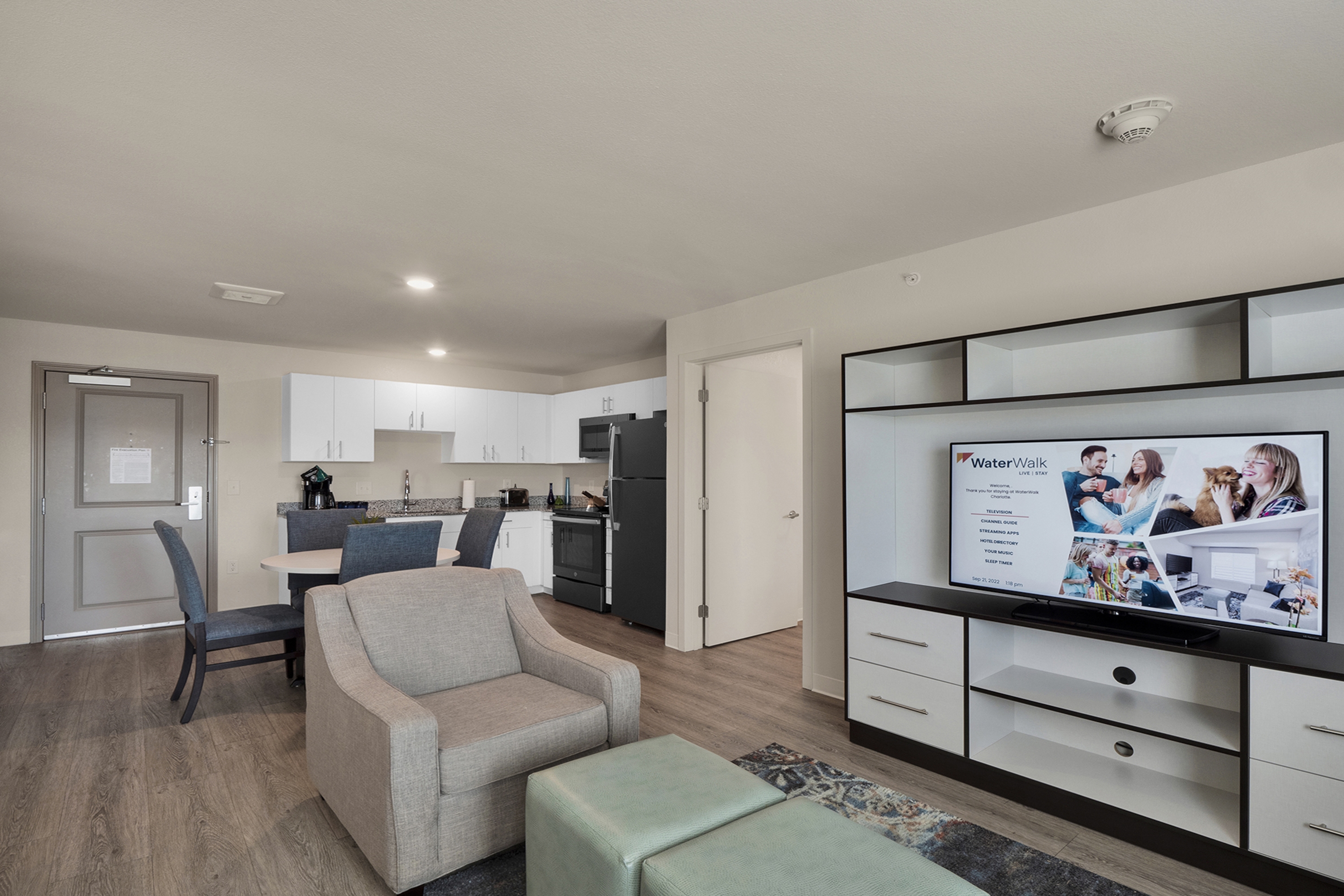 Guest room at the WaterWalk Extended Stay Raleigh Durham Research Triangle in Morrisville, North Carolina
