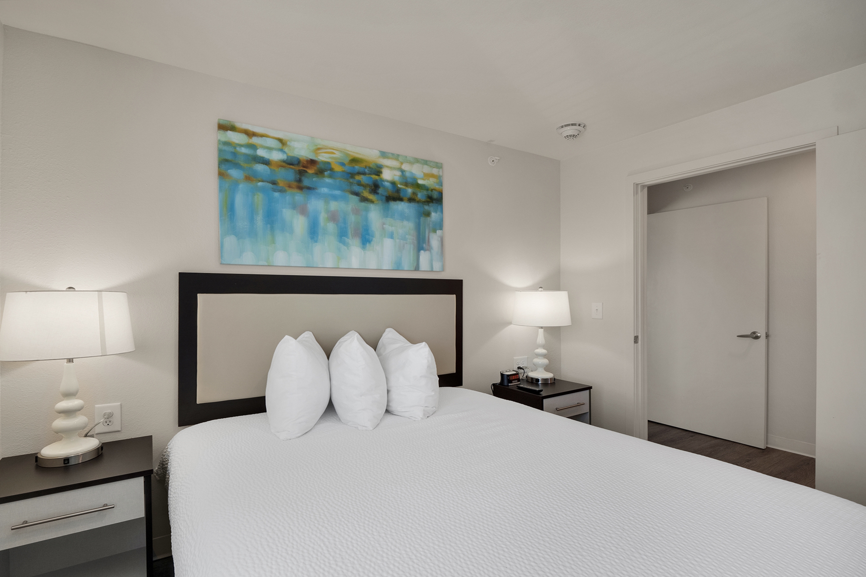 Guest room at the WaterWalk Extended Stay Raleigh Durham Research Triangle in Morrisville, North Carolina