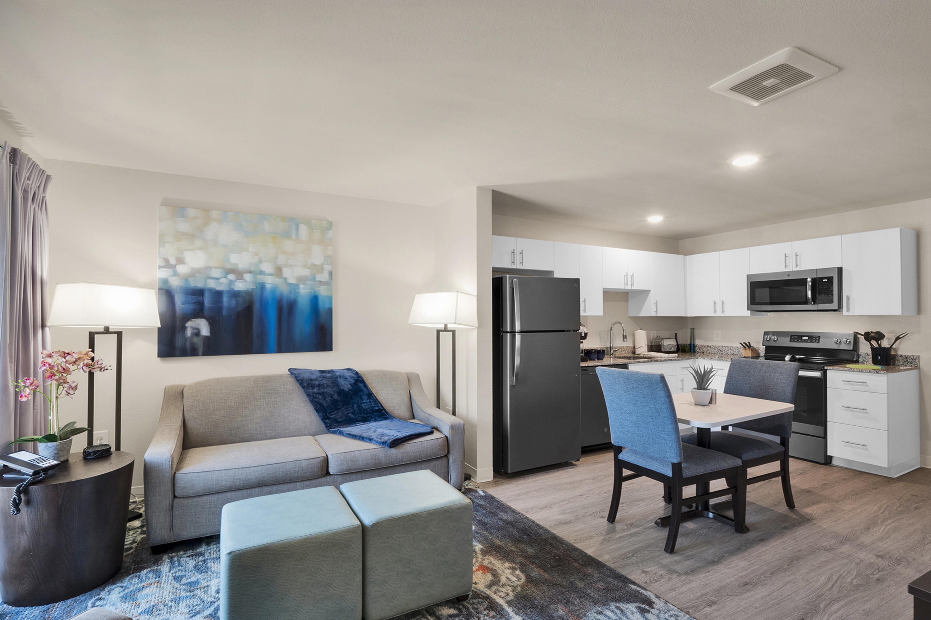Guest room at the WaterWalk Extended Stay Raleigh Durham Research Triangle in Morrisville, North Carolina