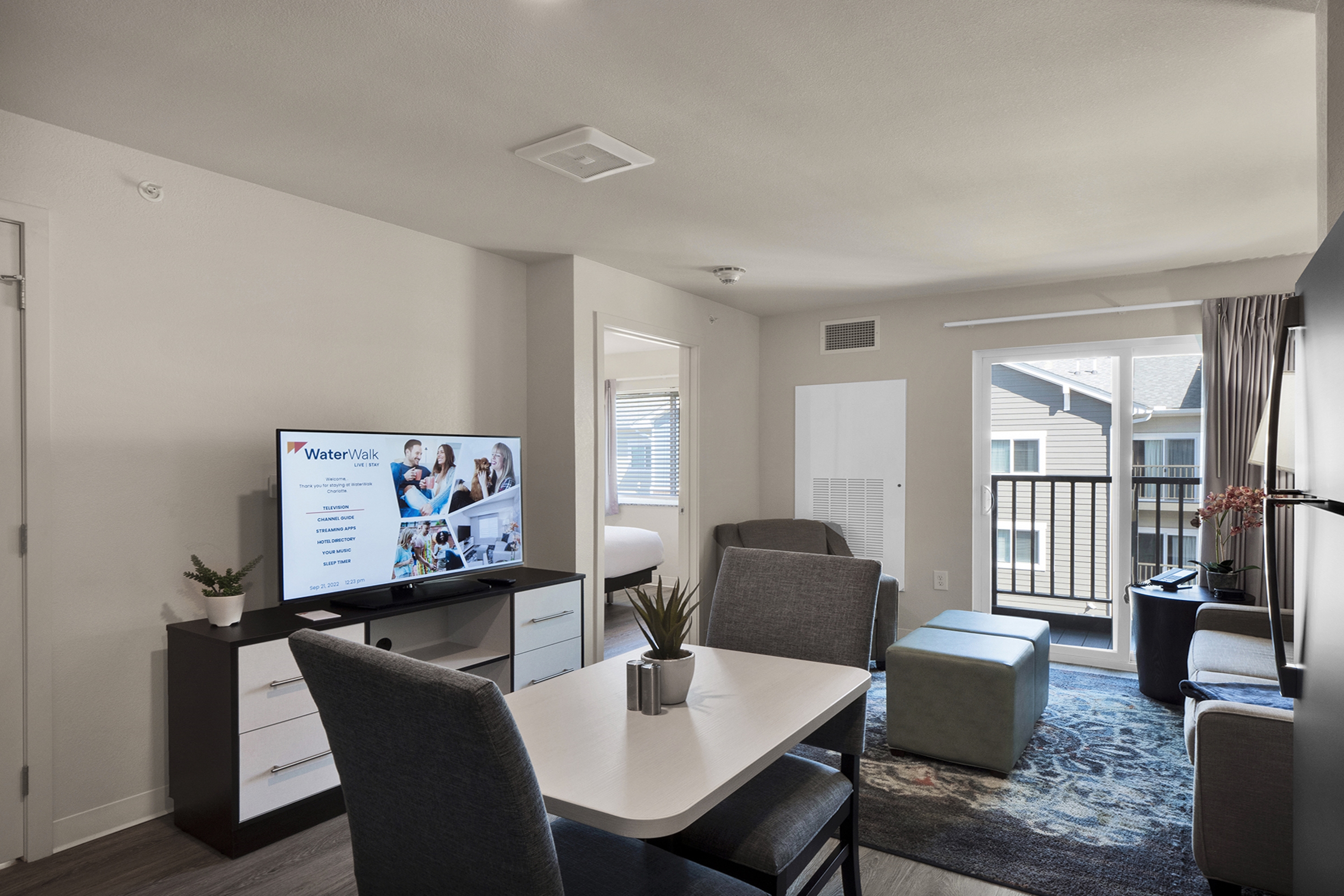 Guest room at the WaterWalk Extended Stay Raleigh Durham Research Triangle in Morrisville, North Carolina