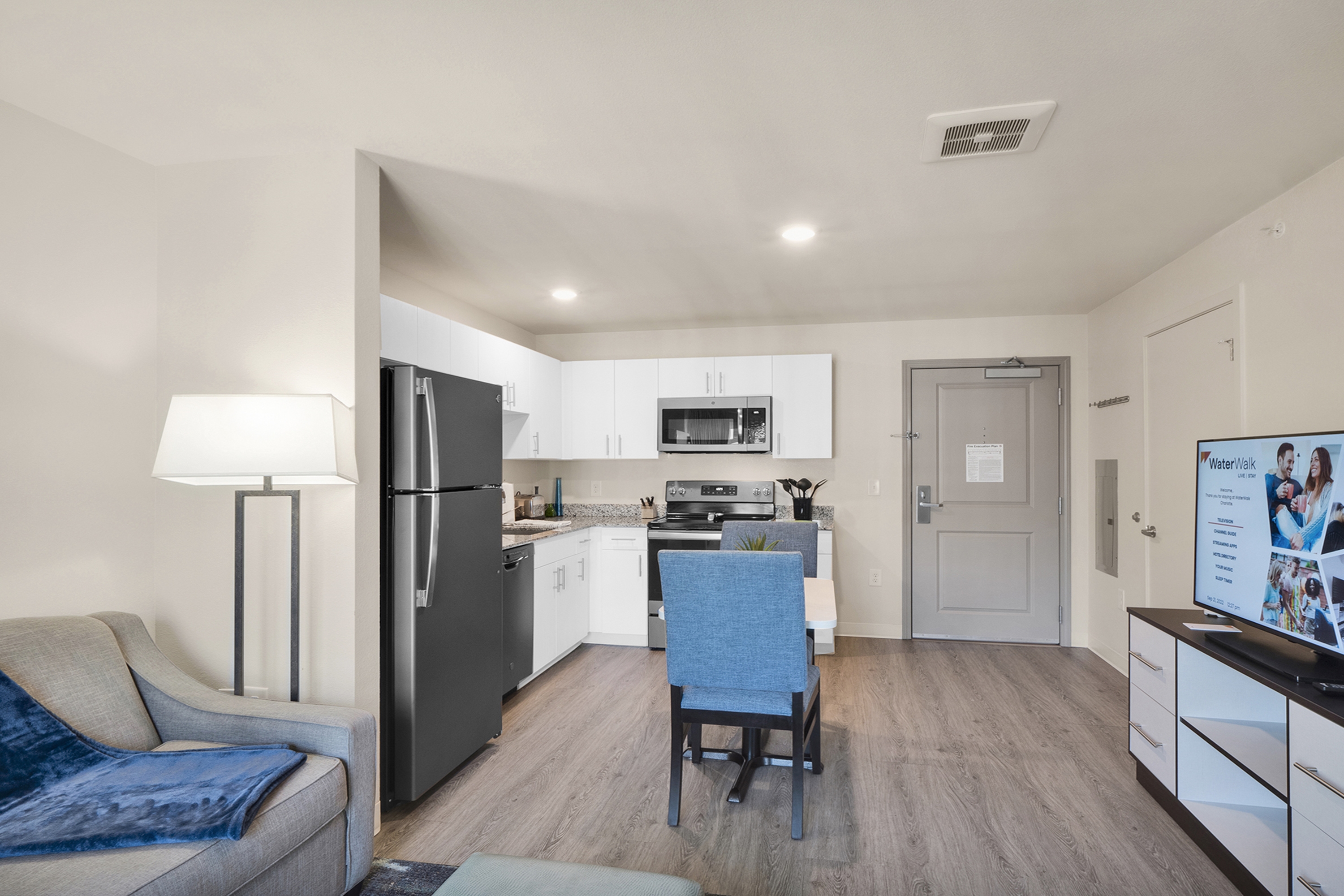 Guest room at the WaterWalk Extended Stay Raleigh Durham Research Triangle in Morrisville, North Carolina