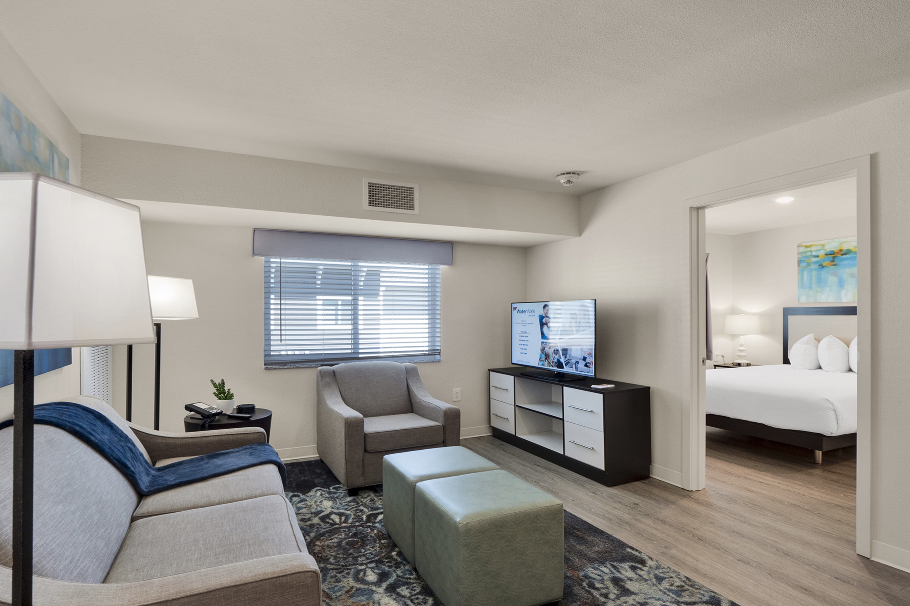 Guest room at the WaterWalk Extended Stay Raleigh Durham Research Triangle in Morrisville, North Carolina