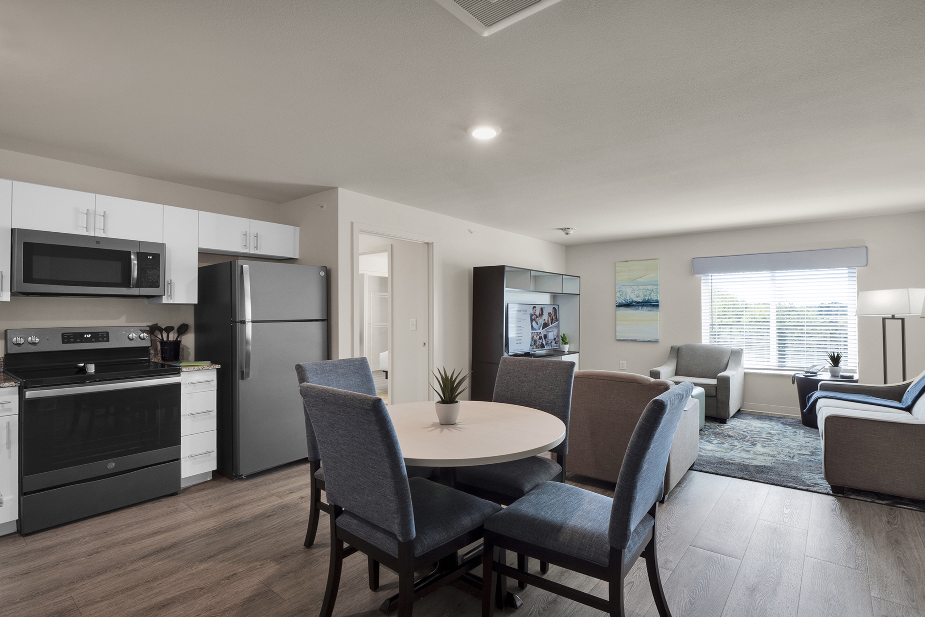 Guest room at the WaterWalk Extended Stay Raleigh Durham Research Triangle in Morrisville, North Carolina