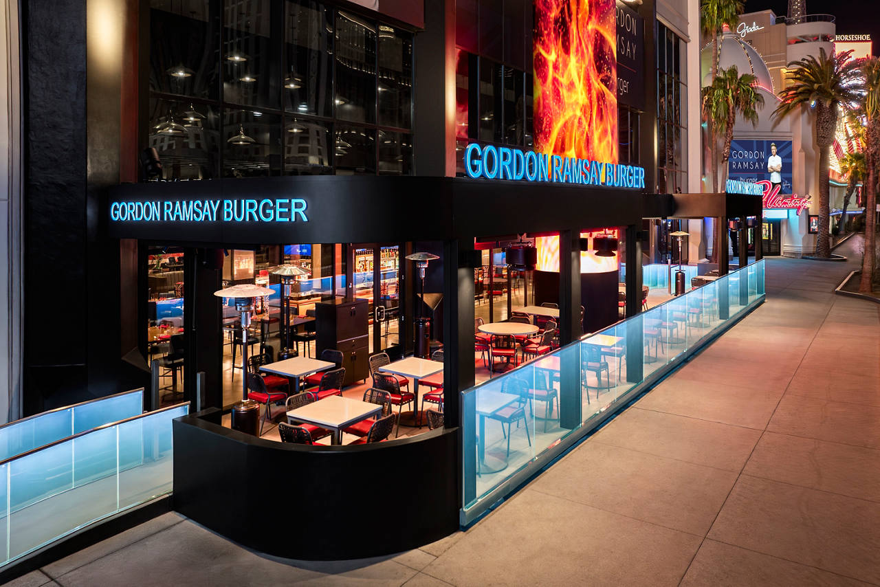 Architecture shots of Gordon Ramsay Burger at Flamingo.  March 2025