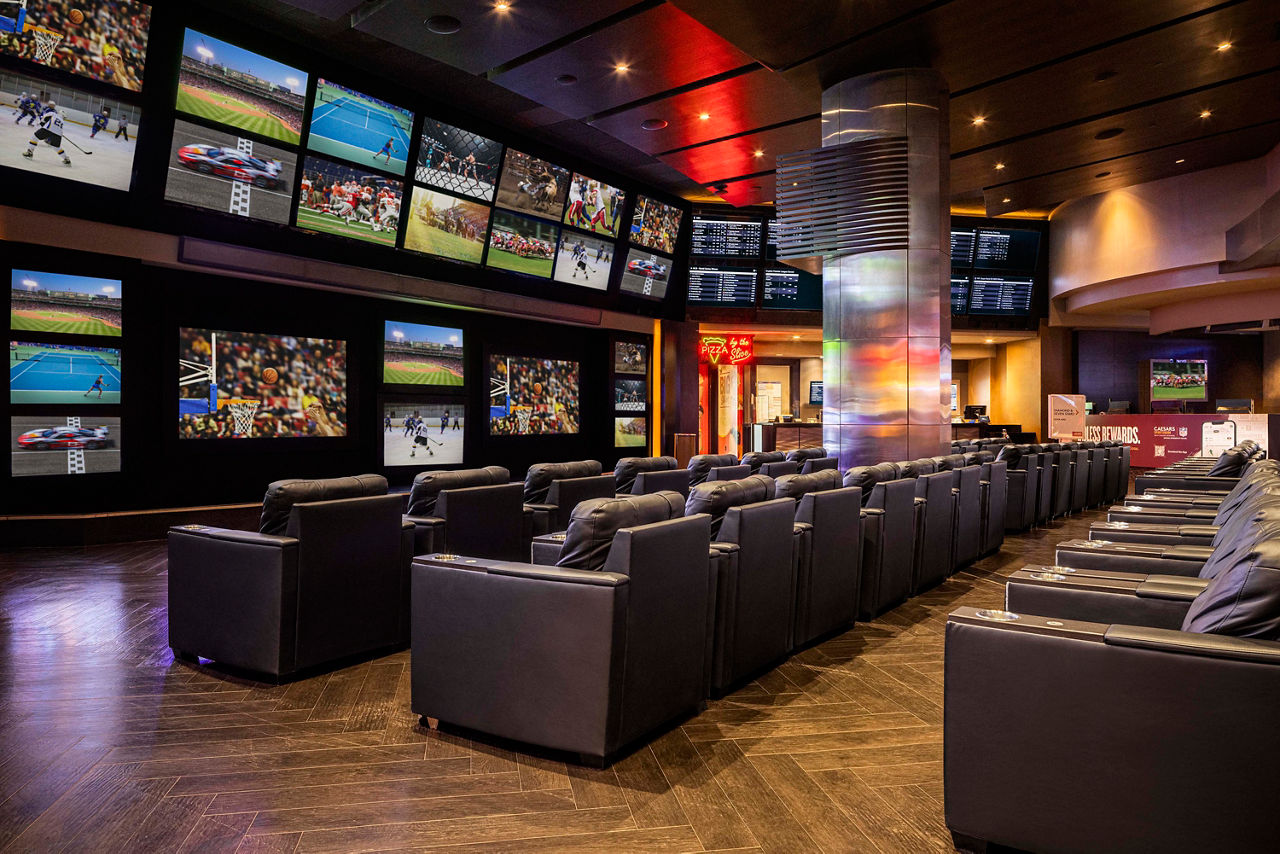 Caesars Sportsbook at Planet Hollywood Resort & Casino in Las Vegas, NV.  Photos shot February 2024