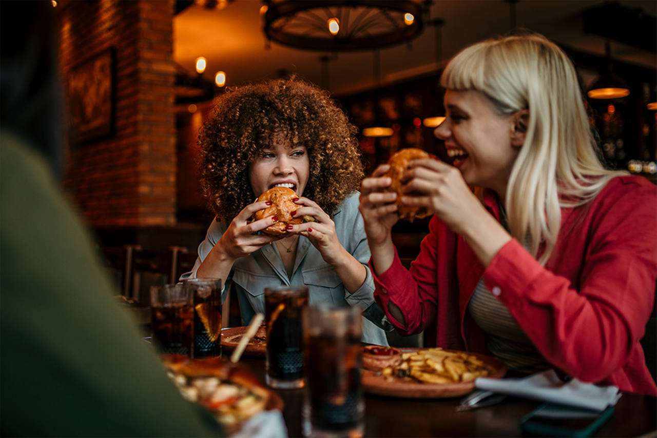 Two women having a meal